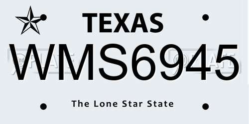 WMS6945 Texas License Plate
