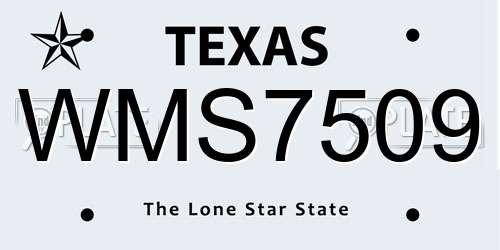 WMS7509 Texas License Plate