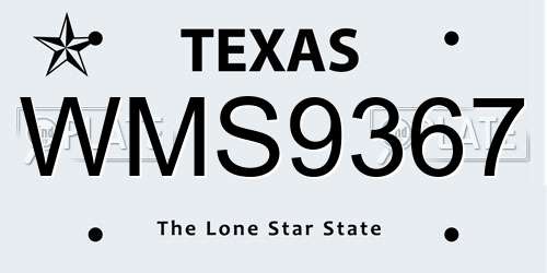 WMS9367 Texas License Plate