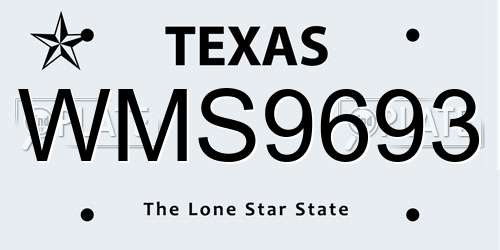 WMS9693 Texas License Plate