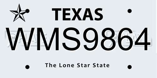 WMS9864 Texas License Plate