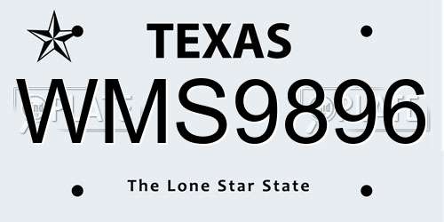 WMS9896 Texas License Plate