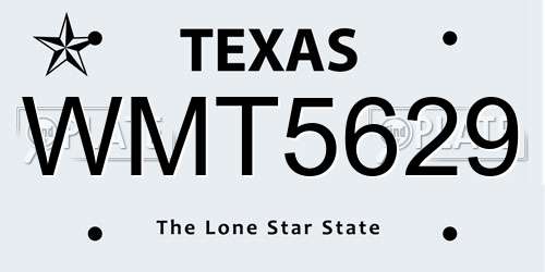 WMT5629 Texas License Plate