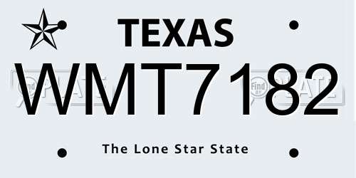 WMT7182 Texas License Plate