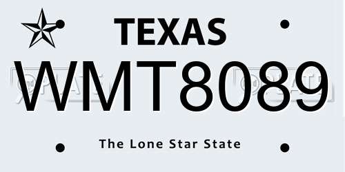 WMT8089 Texas License Plate
