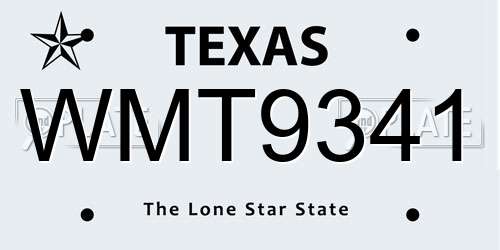 WMT9341 Texas License Plate