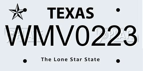 WMV0223 Texas License Plate
