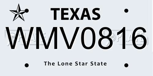 WMV0816 Texas License Plate