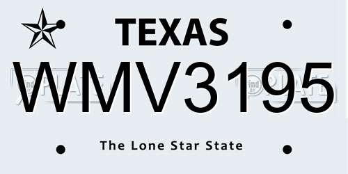 WMV3195 Texas License Plate