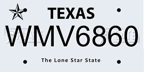 WMV6860 Texas License Plate