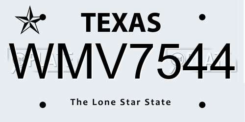 WMV7544 Texas License Plate