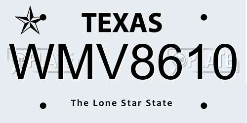 WMV8610 Texas License Plate