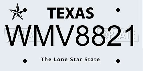 WMV8821 Texas License Plate
