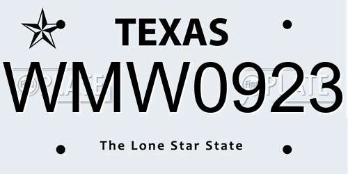 WMW0923 Texas License Plate