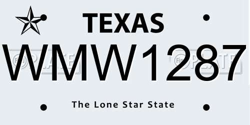 WMW1287 Texas License Plate