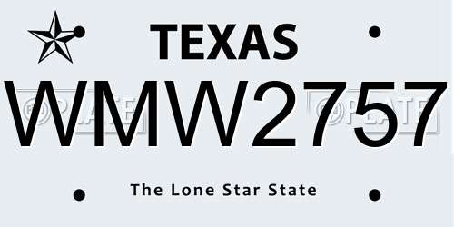 WMW2757 Texas License Plate