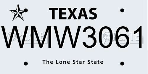 WMW3061 Texas License Plate