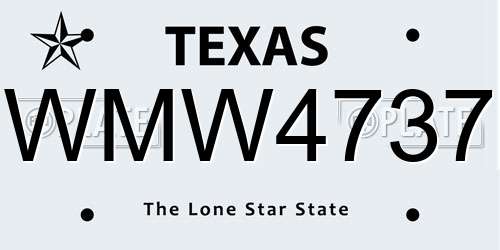 WMW4737 Texas License Plate