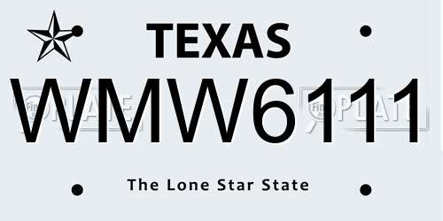 WMW6111 Texas License Plate