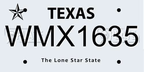 WMX1635 Texas License Plate