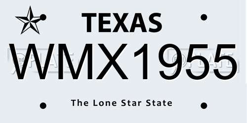 WMX1955 Texas License Plate