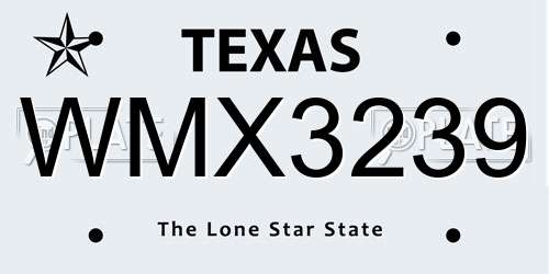 WMX3239 Texas License Plate