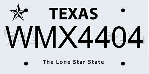 WMX4404 Texas License Plate
