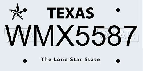 WMX5587 Texas License Plate