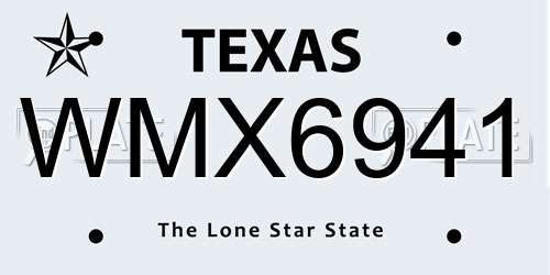 WMX6941 Texas License Plate