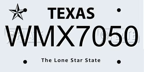 WMX7050 Texas License Plate