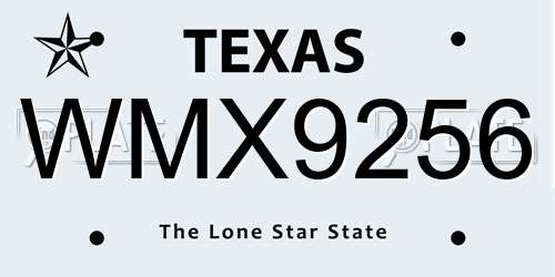 WMX9256 Texas License Plate