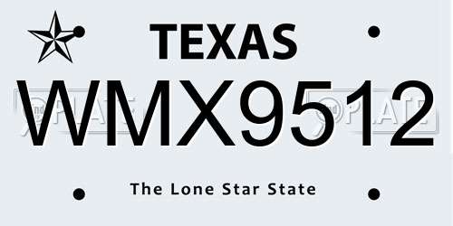 WMX9512 Texas License Plate