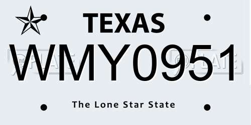 WMY0951 Texas License Plate