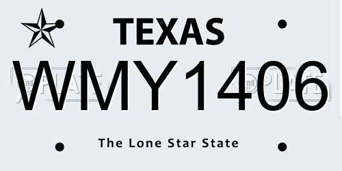 WMY1406 Texas License Plate