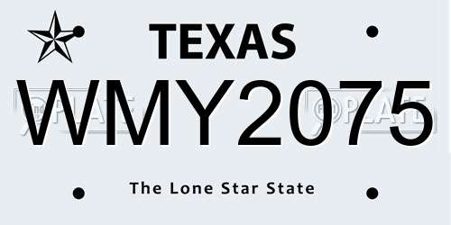 WMY2075 Texas License Plate