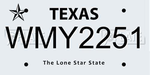 WMY2251 Texas License Plate