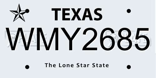 WMY2685 Texas License Plate