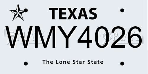 WMY4026 Texas License Plate