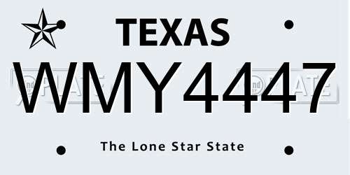 WMY4447 Texas License Plate