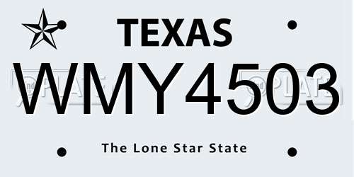 WMY4503 Texas License Plate