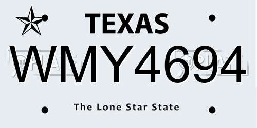 WMY4694 Texas License Plate
