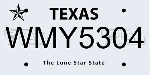 WMY5304 Texas License Plate