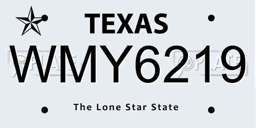 WMY6219 Texas License Plate