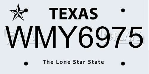WMY6975 Texas License Plate