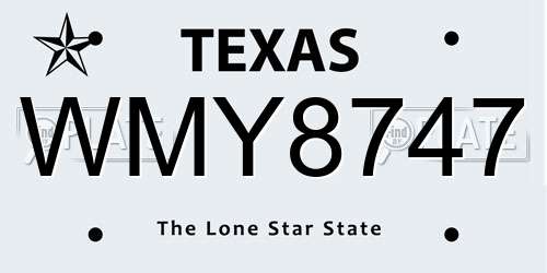 WMY8747 Texas License Plate