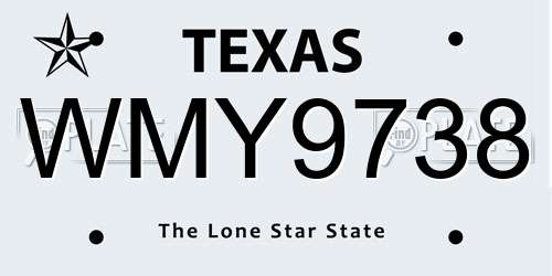 WMY9738 Texas License Plate