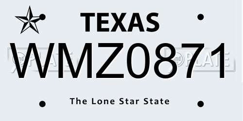 WMZ0871 Texas License Plate