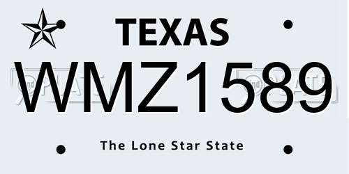 WMZ1589 Texas License Plate
