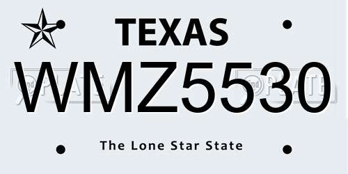 WMZ5530 Texas License Plate