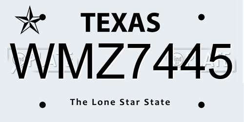 WMZ7445 Texas License Plate